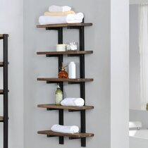 bathroom black shelves